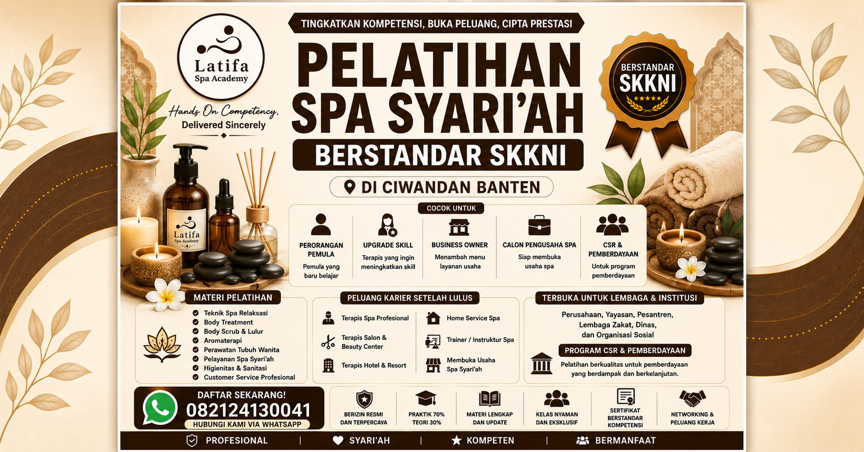 Pelatihan Spa Syari'ah Berstandar SKKNI di Ciwandan Banten 082124130041